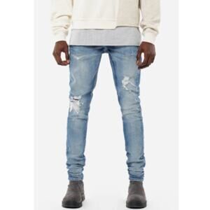 John Elliott Size 30 Mens Blue The Cast 2 Jeans White Paint Speck Speckled Hip